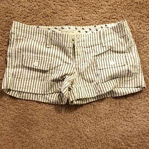 Abercrombie & Fitch Women's Striped Cotton Shorts - White/Navy